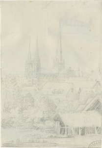 Lichfield Kathedraal - Zuidwestaanzicht door Henry Curzon Allport