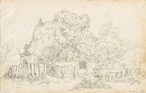 Yoxall - Oud boerderijhuis: potloodtekening, nd [ca. 1815] door Henry Curzon Allport