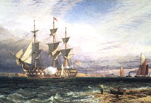 Sheerness, eiland Sheppey, wachtship saluerend
