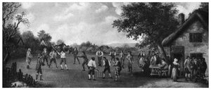 Een cricketwedstrijd op het platteland, 19e eeuw, 1912 door Henry Dixon