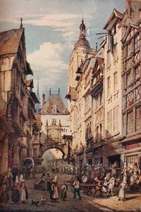 Rue De La Grosse Horloge, Rouen, 1821 door Henry Edridge