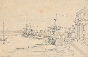 Het douanehuis, Londen door Henry Edridge