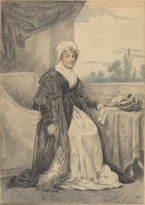 Vrouw zittend aan een tafel, met een brief door Henry Edridge