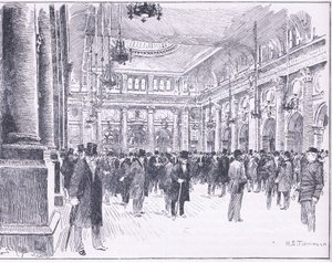 Binnen in de Royal Exchange in Manchester, illustratie uit Cassells Geschiedenis van Engeland, 1900s