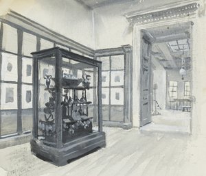 Interieur van het Brits Museum met de galerij van gravures door Henry Edward Tidmarsh