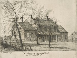De Harsen Homestead, Hoek van 10th Avenue en 70th Street uit Scènes van Oud New York, 1876 door Henry Farrer