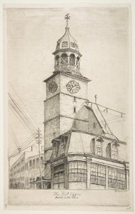 Het postkantoor, Midden-Nederlandse kerk uit Scènes van Oud New York door Henry Farrer