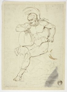 Zittende krijger (recto); stappend krijger (verso) door Henry Fuseli