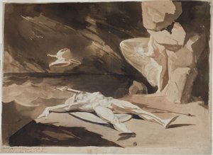 Thetis rouwt om het lichaam van Achilles
