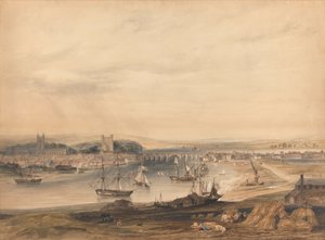 Een Uitzicht op Rochester, de Stad en Haven door Henry Gastineau