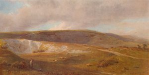 Een krijtgroeve op de Downs, nabij Eastbourne, 1871, 1935 door Henry George Hine