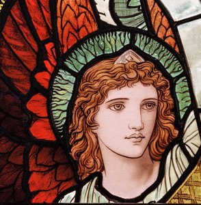Grasmere, St Oswald, James Powell & Sons, Henry Holiday, Dienende Engelen (detail), 1893 door Henry Holiday