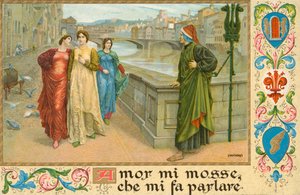 Italiaanse dichter Dante Alighieri en Beatrice Portinari door Henry Holiday