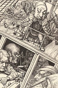 De bemanning was compleet. Uit The Hunting of the Snark Lewis Carroll door Henry Holiday