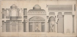 Carlton House, Pall Mall, Londen: Sectie van het portiek, de hal en de tribune