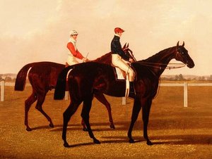 De Renpaarden "Charles XII" en "Euclid" met Jockeys