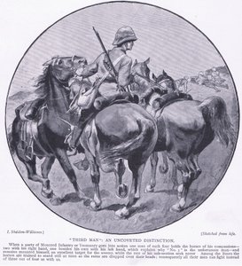 Derde man een ongewenste onderscheiding, uit After Pretoria: The Guerilla War gepubliceerd door Harmsworth Bros Limited, 1901 door Henry Inglis Jodrel Sheldon Williams
