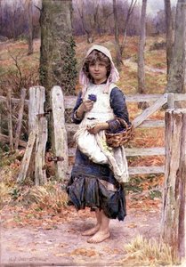 Meisje met een bloem door Henry James Johnstone