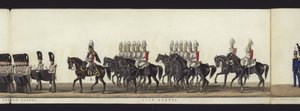 Deel van het panoramische uitzicht op de volledige begrafenisstoet van Arthur, hertog van Wellington door Henry Jr and Sala Alken