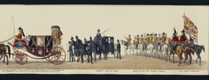 Deel van het panoramische uitzicht op de volledige begrafenisstoet van Arthur, hertog van Wellington door Henry Jr and Sala Alken