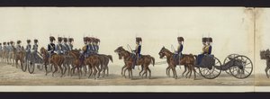 Deel van het panoramisch uitzicht op de volledige begrafenisstoet van Arthur, hertog van Wellington door Henry Jr and Sala Alken