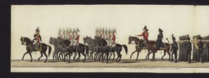 Deel van het panoramisch uitzicht op de volledige begrafenisstoet van Arthur, hertog van Wellington door Henry Jr and Sala Alken