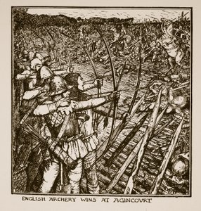 Engelse boogschutters winnen bij Agincourt, illustratie uit 