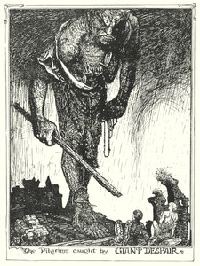 Illustratie voor De Pelgrimstocht door John Bunyan (litho)