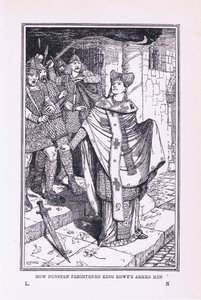 Sint Dunstan joeg de gewapende mannen van koning Edwy angst aan, 1912 door Henry Justice Ford