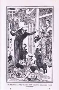 Sint Franciscus Xaverius leert de Japanse kinderen hun catechismus, 1912 door Henry Justice Ford