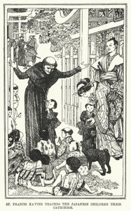 St. Franciscus Xaverius leert de Japanse kinderen hun catechismus door Henry Justice Ford