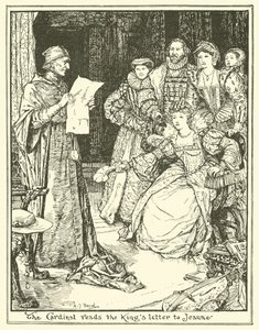 De kardinaal leest de brief van de koning aan Jeanne door Henry Justice Ford