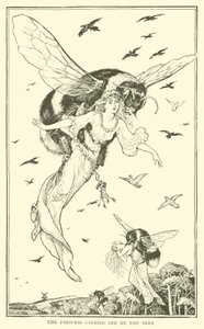 De prinses meegenomen door de bijen (gravure)