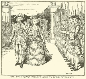 De Zwitserse garde brengt Marie Antoinette een eresaluut door Henry Justice Ford