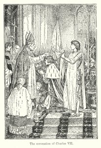 De kroning van Karel VII (litho) door Henry Justice Ford