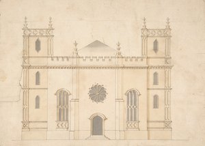 Gevel van een gotische revival kerk, 1745-76 door Henry Keene.