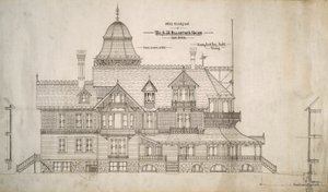 Huis voor de heer S.W. Allerton, Lake Geneva, Wisconsin: westelijke gevel door Henry Lord Gay