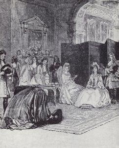 Bisschop Burnet kondigt de troonsbestijging van koningin Anne aan door Henry Marriott (after) Paget