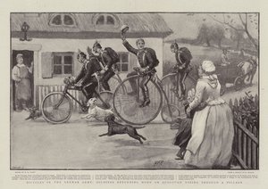 Fietsen in het Duitse Leger, Soldaten keren terug naar Huis met Verlof door een Dorp