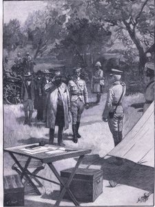 De overgave van Cronje, illustratie uit Cassells Geschiedenis van Engeland, 1900s door Henry Marriott Paget