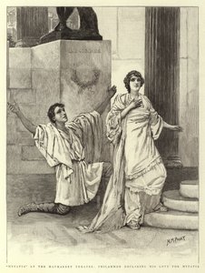 Hypatia in het Haymarket Theater, Philammon verklaart zijn liefde voor Hypatia door Henry Marriott Paget