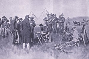 De eed van neutraliteit afleggen, illustratie uit Na Pretoria: De Guerrillaoorlog, 1902 door Henry Marriott Paget