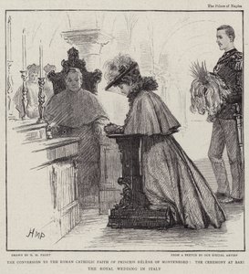De bekering tot het rooms-katholieke geloof van prinses Helene van Montenegro, de ceremonie in Bari de koninklijke bruiloft in Italië door Henry Marriott Paget