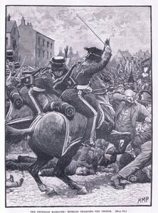 Het Peterloo-bloedbad: Huzaren die de mensen aanvallen AD 1819