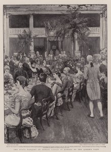 Het staatsbanket in Dublin Castle ter ere van het bezoek van de koningin door Henry Marriott Paget
