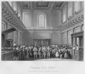 Banketzaal, Whitehall. Distributie van de Maundy van Hare Majesteit door Henry Melville