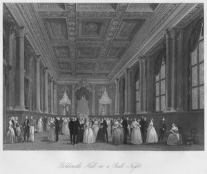 Goldsmiths Hall op een Balnacht, c1841 door Henry Melville