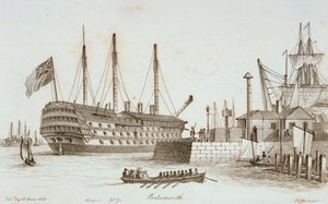 Schetsen van schepen in de haven van Portsmouth door Henry Moses
