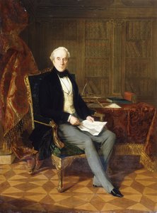 Portret van Henry Pelham-Clinton, K.G., 4e Hertog van Newcastle, met een document, in zijn studeerkamer, 1850 door Henry Nelson ONeil