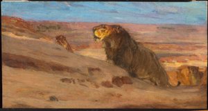 Leeuwen in de woestijn door Henry Ossawa Tanner